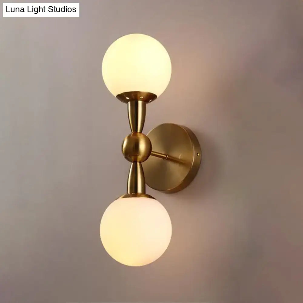 Contemporary gold and white glass wall light bedroom e12 fixture