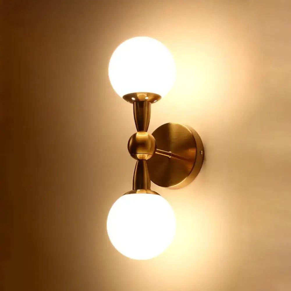 Contemporary gold and white glass wall light bedroom e12 fixture