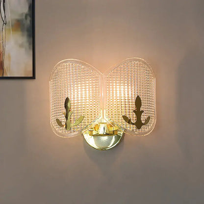 Contemporary gold arc light fixture – living room glass wall sconce