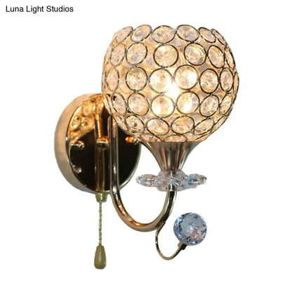 Contemporary gold beveled glass globe wall sconce for living room