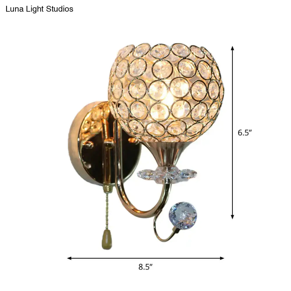 Contemporary gold beveled glass globe wall sconce for living room