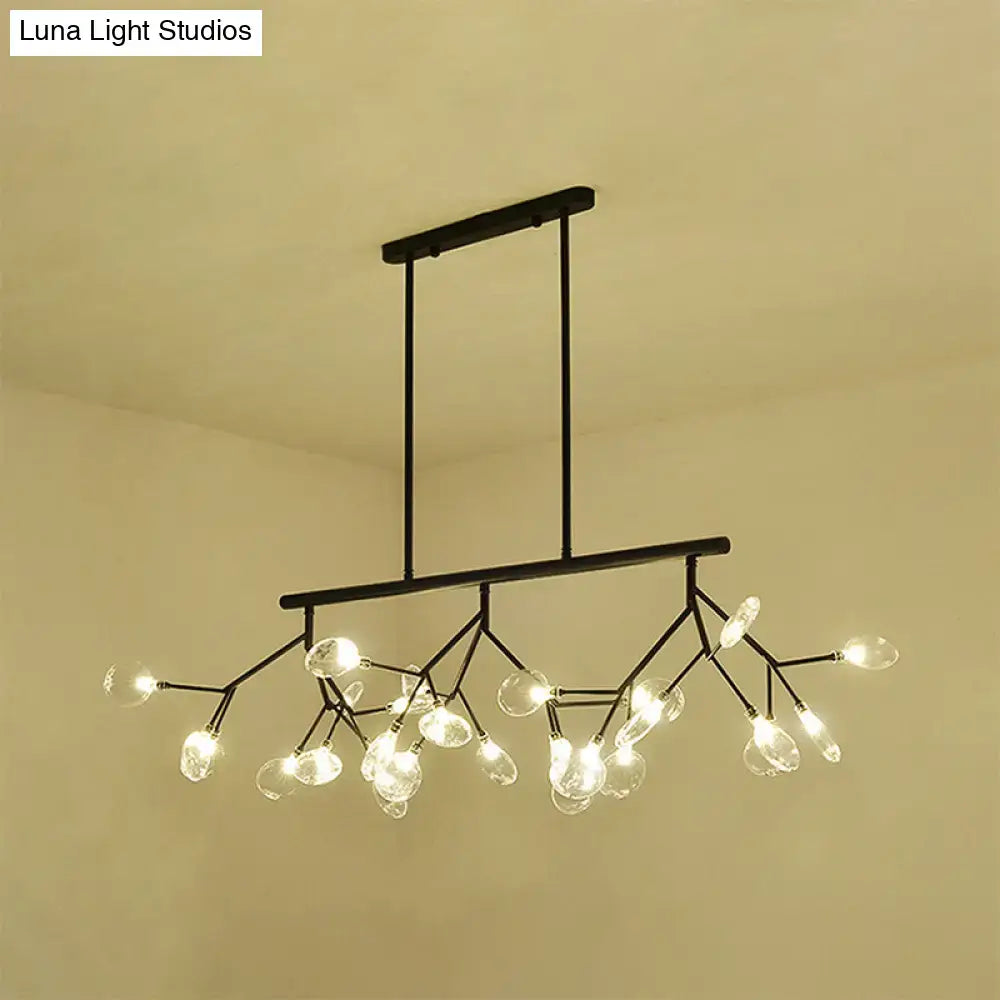 Contemporary gold & black branching island chandelier dining room