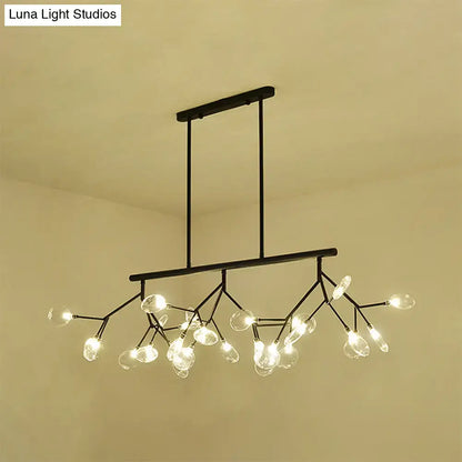 Contemporary gold & black branching island chandelier dining room