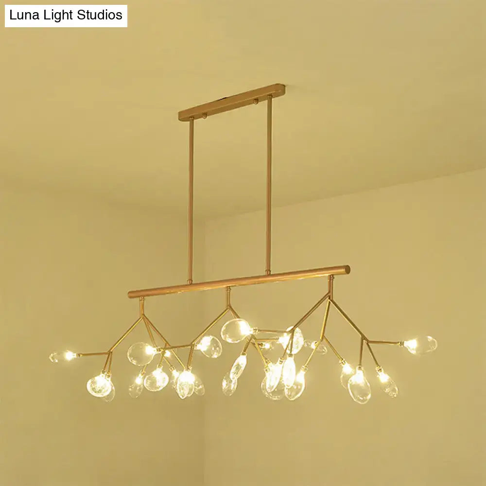 Contemporary gold & black branching island chandelier dining room