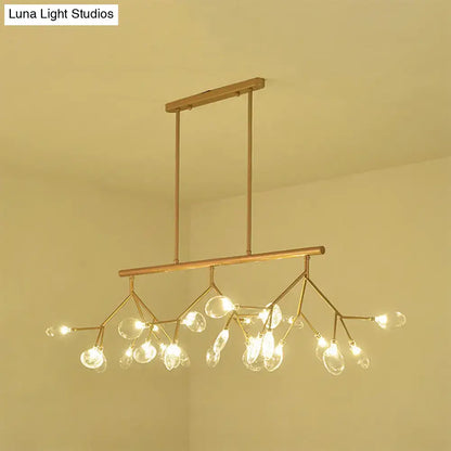 Contemporary gold & black branching island chandelier dining room