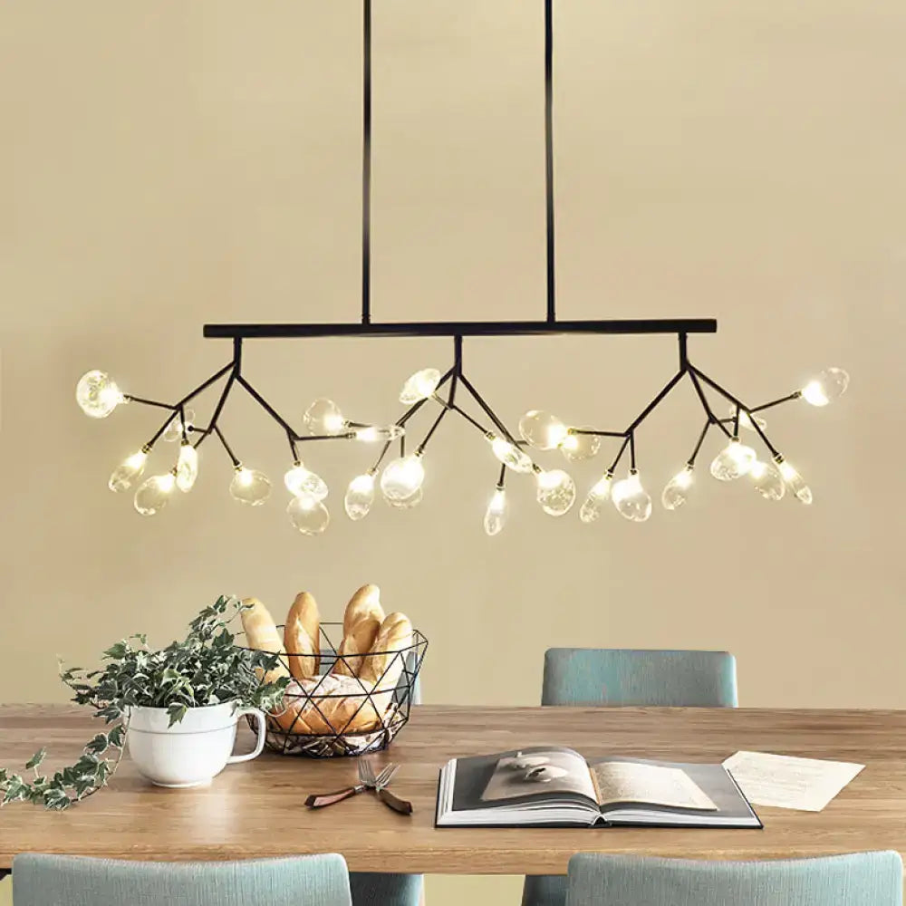 Contemporary gold & black branching island chandelier dining room