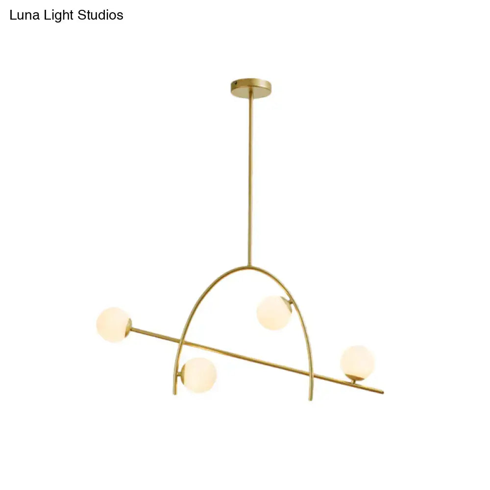 Contemporary gold cream glass chandelier lamp – dining room lighting