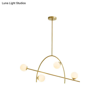 Contemporary gold cream glass chandelier lamp – dining room lighting