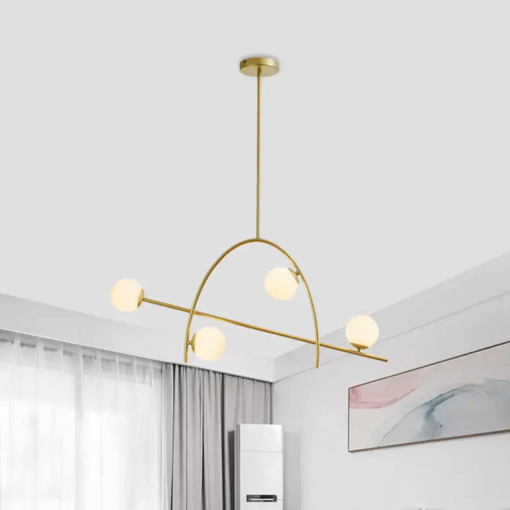 Contemporary gold cream glass chandelier lamp – dining room lighting