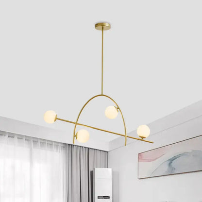 Contemporary gold cream glass chandelier lamp – dining room lighting
