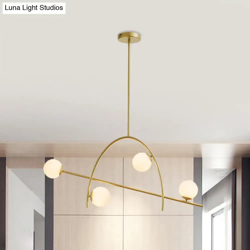 Contemporary gold cream glass chandelier lamp – dining room lighting