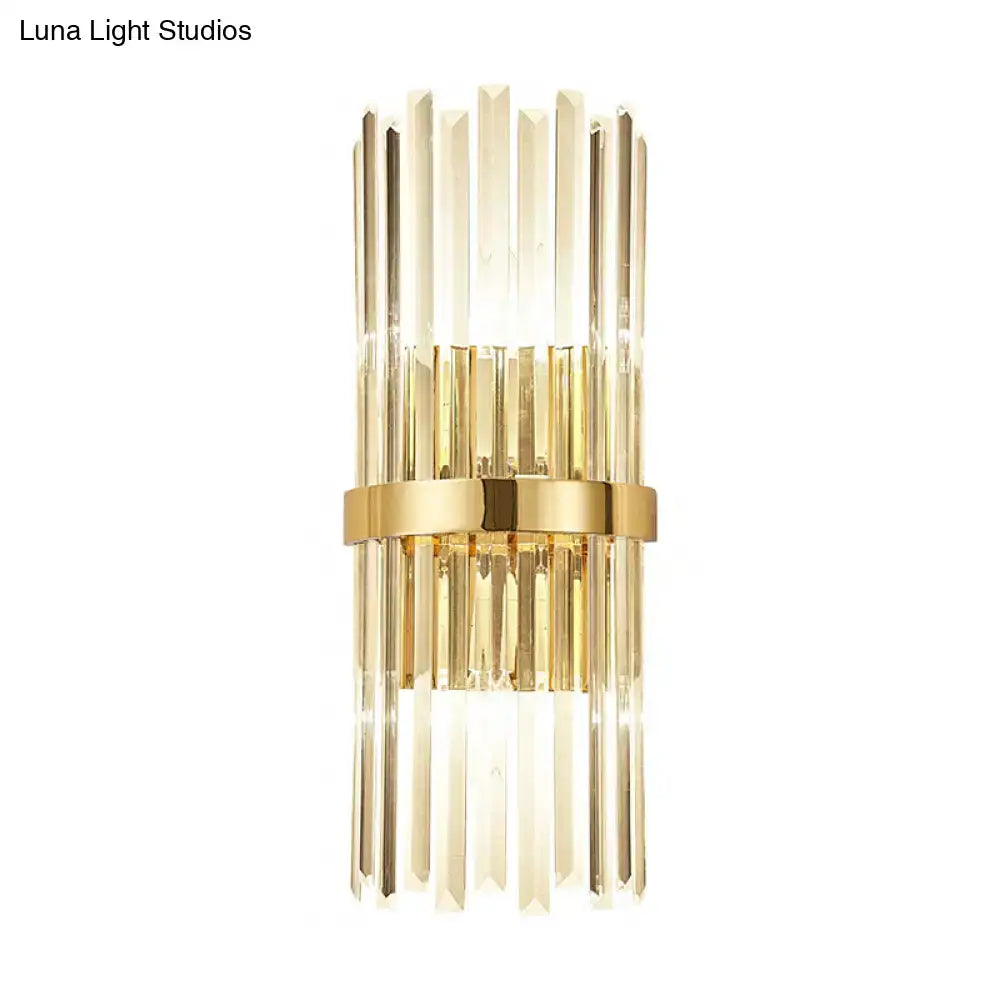 Contemporary gold crystal cylinder design wall lamp living room