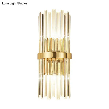 Contemporary gold crystal cylinder design wall lamp living room