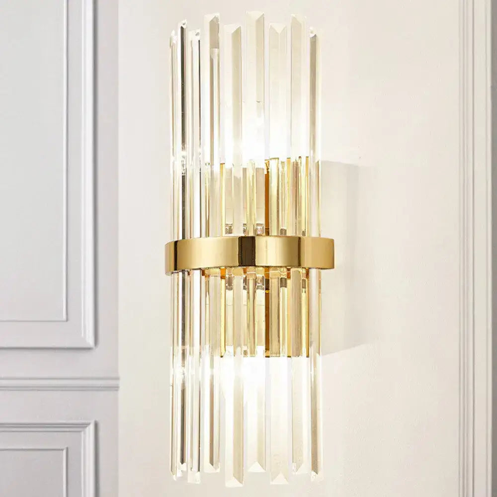 Contemporary gold crystal cylinder design wall lamp living room