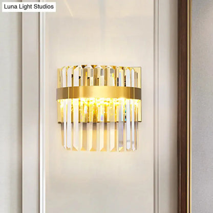 Contemporary gold crystal demilune cylinder wall light living room