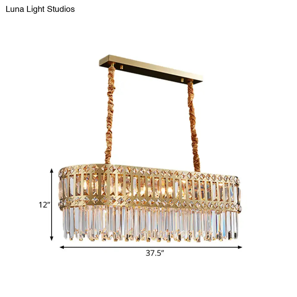 Contemporary gold crystal pendant light fixture for dining area