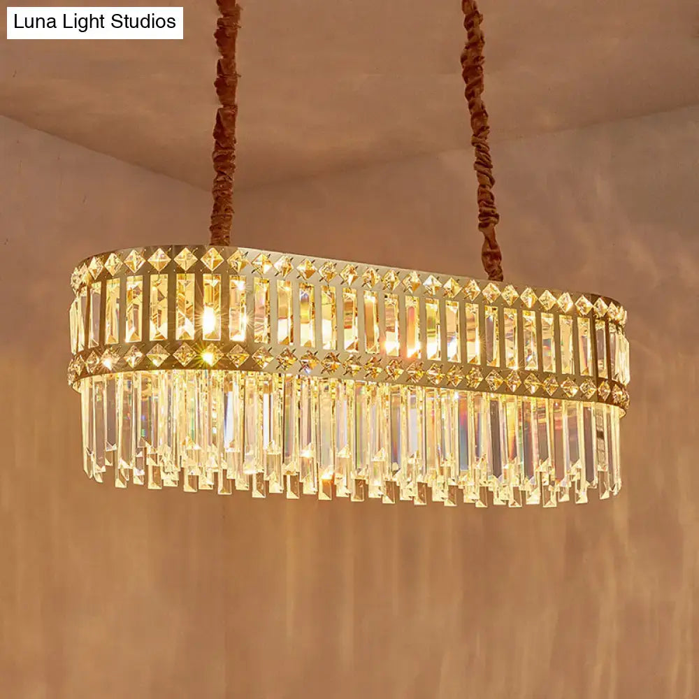 Contemporary gold crystal pendant light fixture for dining area