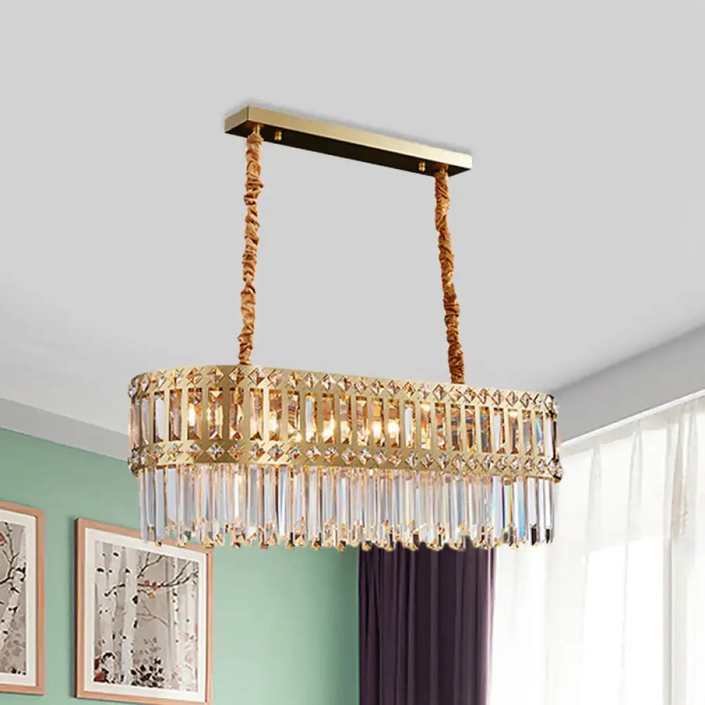 Contemporary gold crystal pendant light fixture for dining area