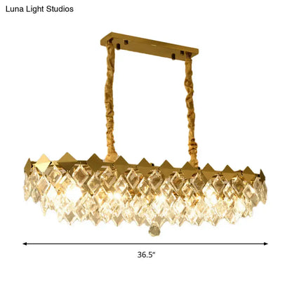 Contemporary gold crystal rhombus chandelier dining room pendant light