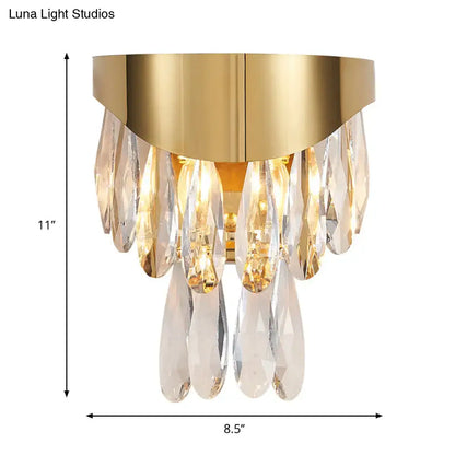 Contemporary gold crystal teardrop wall sconce bedroom light