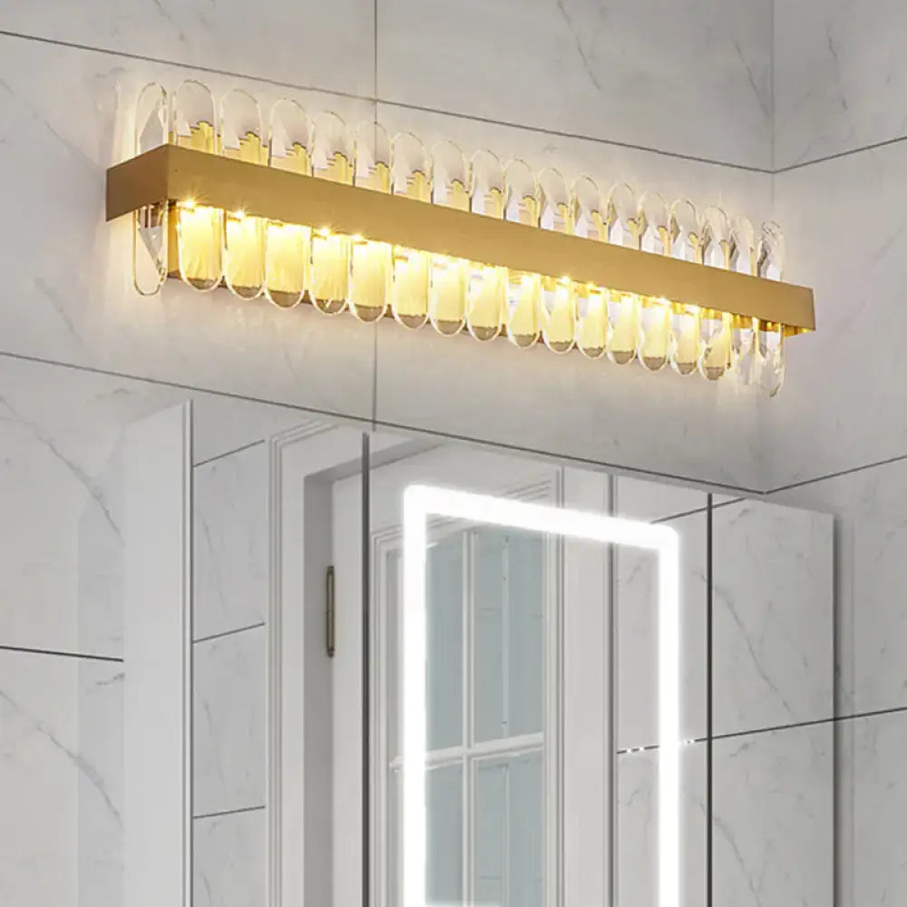 Contemporary gold crystal wall lamp bathroom led fixture width 110v-120v