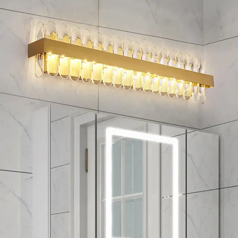 Contemporary gold crystal wall lamp bathroom led fixture width 110v-120v