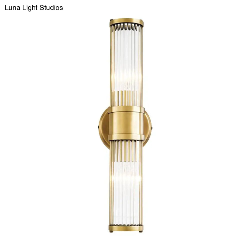 DecorBites™ Contemporary Gold Crystal Wall Sconce for Living Room - 1/2 Bulb Cylindrical Design