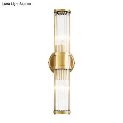 DecorBites™ Contemporary Gold Crystal Wall Sconce for Living Room - 1/2 Bulb Cylindrical Design