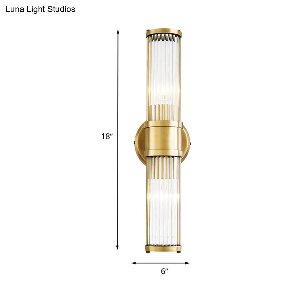 DecorBites™ Contemporary Gold Crystal Wall Sconce for Living Room - 1/2 Bulb Cylindrical Design
