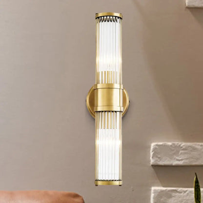 DecorBites™ Contemporary Gold Crystal Wall Sconce for Living Room - 1/2 Bulb Cylindrical Design