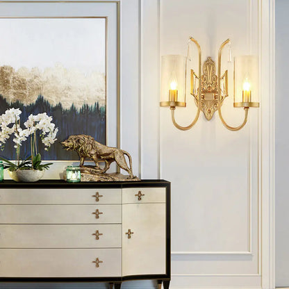 DecorBites™ Contemporary Gold Cylinder Sconce Wall Light with Clear Glass Shade