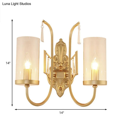 DecorBites™ Contemporary Gold Cylinder Sconce Wall Light with Clear Glass Shade