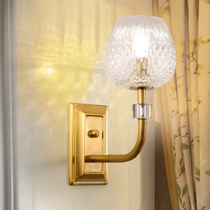 DecorBites™ Contemporary Gold Finish Dome Foyer Wall Sconce with Clear Lattice Glass