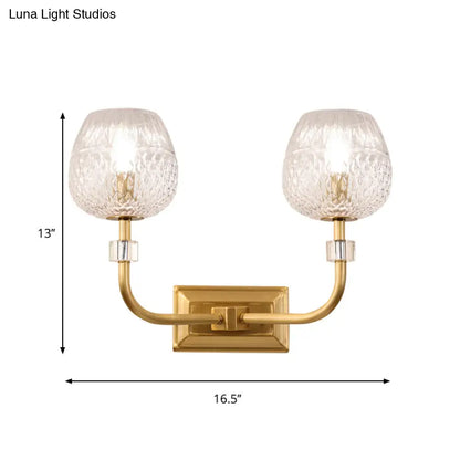 DecorBites™ Contemporary Gold Finish Dome Foyer Wall Sconce with Clear Lattice Glass