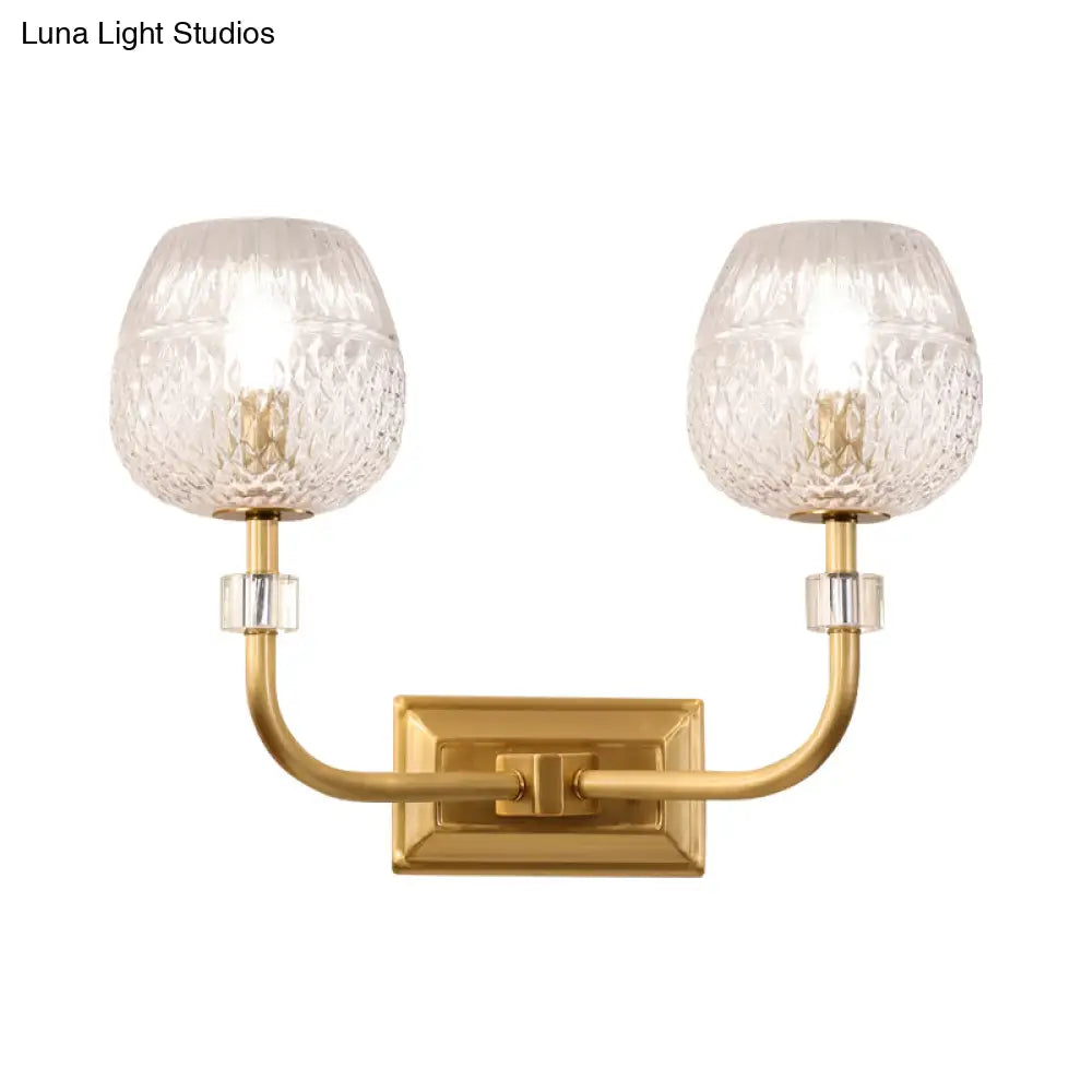 DecorBites™ Contemporary Gold Finish Dome Foyer Wall Sconce with Clear Lattice Glass