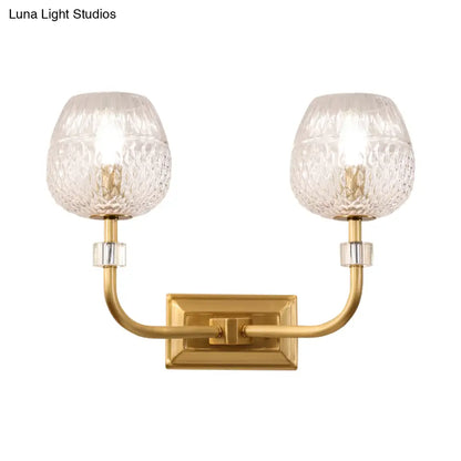 DecorBites™ Contemporary Gold Finish Dome Foyer Wall Sconce with Clear Lattice Glass