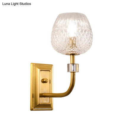 DecorBites™ Contemporary Gold Finish Dome Foyer Wall Sconce with Clear Lattice Glass