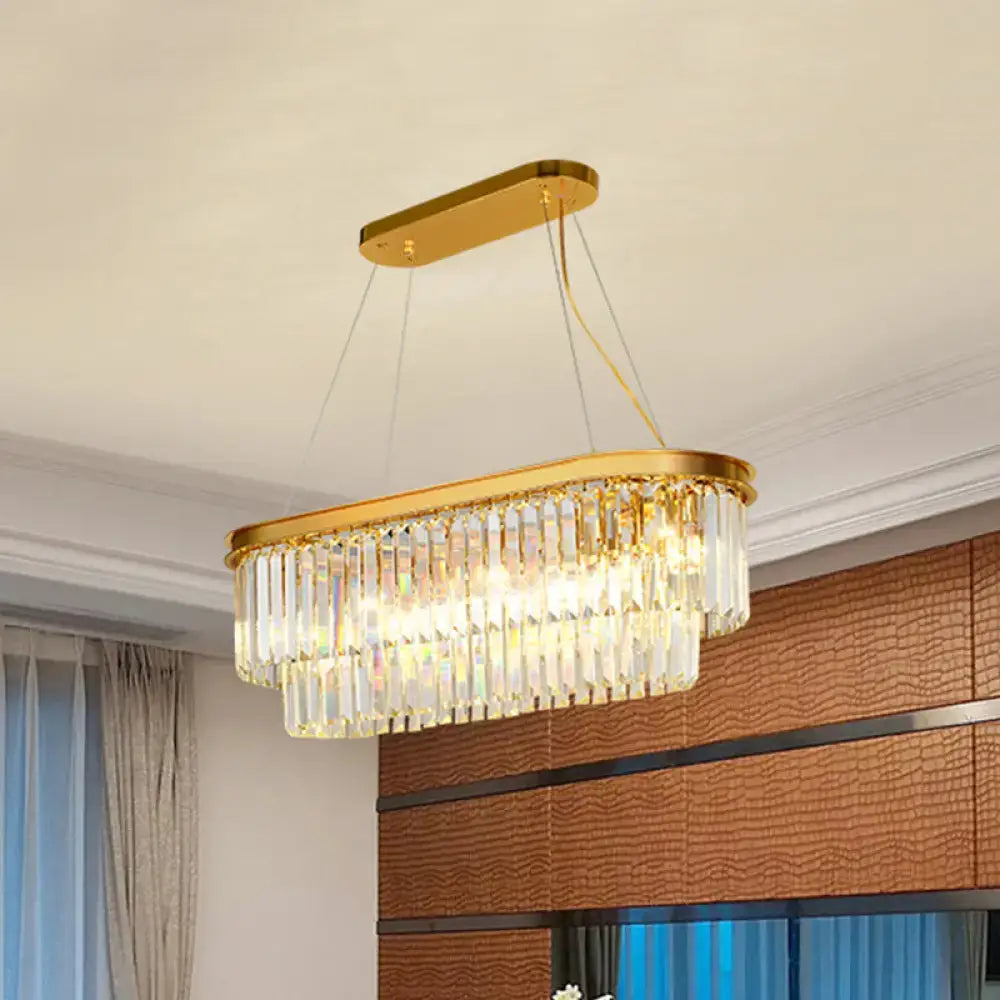 Contemporary gold finish ellipse island lighting dining room chandelier