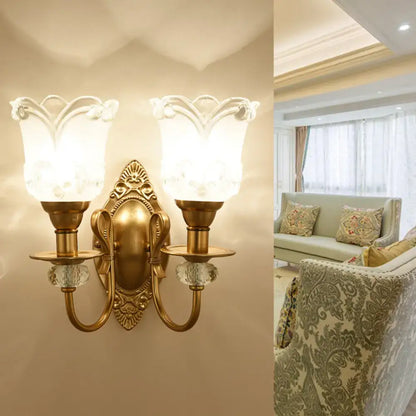 Contemporary gold frosted glass petal wall lamp for bedroom