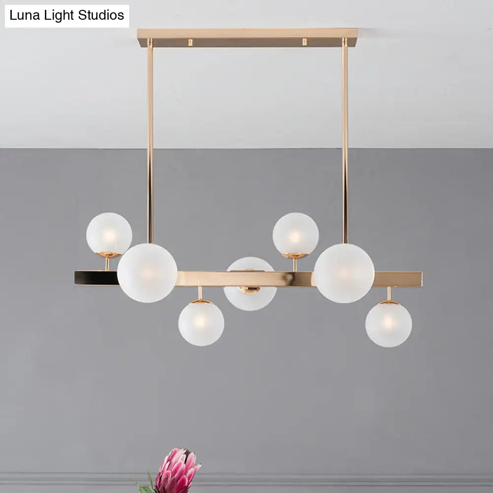 DecorBites™ Contemporary Gold Frosted Glass Round Island Pendant Lighting - 7 Heads Fixture