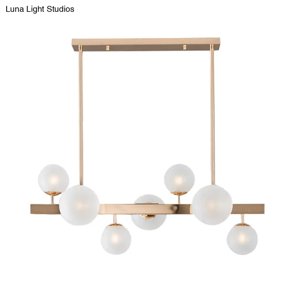 DecorBites™ Contemporary Gold Frosted Glass Round Island Pendant Lighting - 7 Heads Fixture