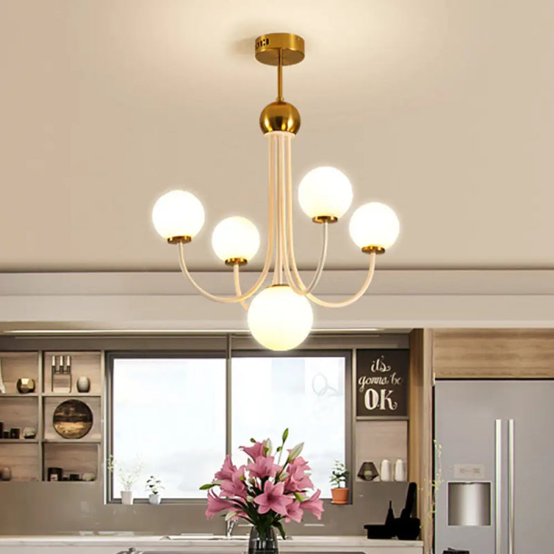 DecorBites™ Contemporary Gold Glass Spherical Ceiling Chandelier with 5/7 Bulbs