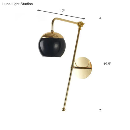 Contemporary gold gooseneck sconce light with glass shade bedroom lamp
