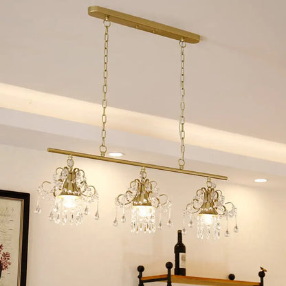 Contemporary gold island chandelier scroll frame kitchen light