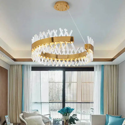 Contemporary gold led crystal chandelier living room light