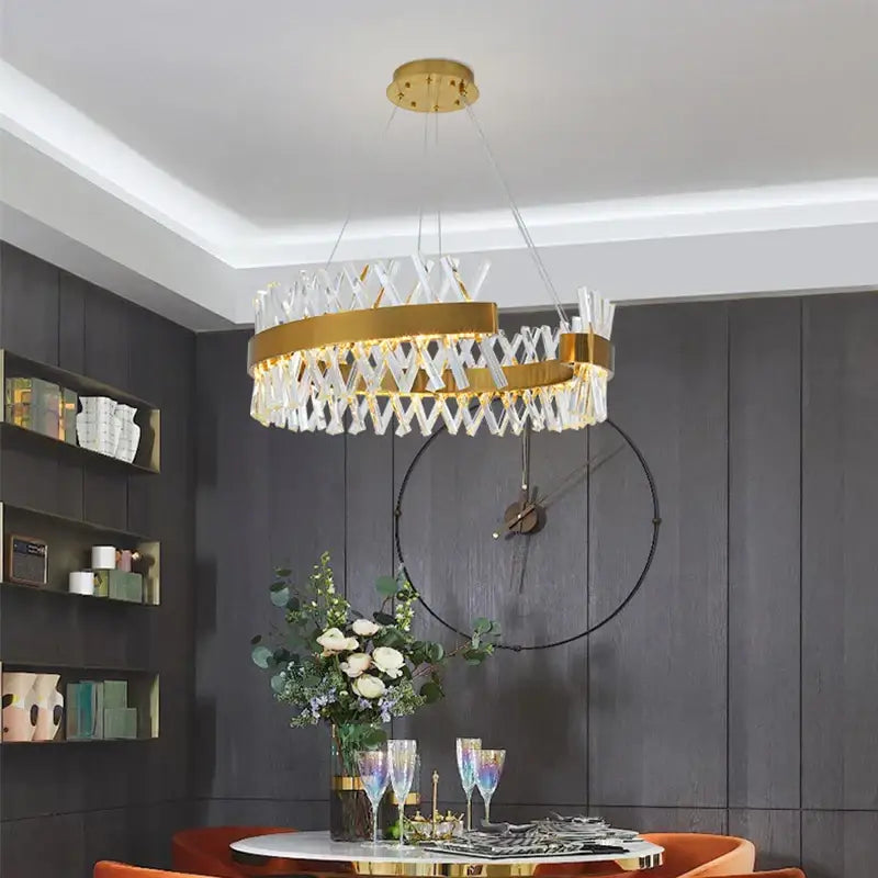 Contemporary gold led crystal chandelier living room light