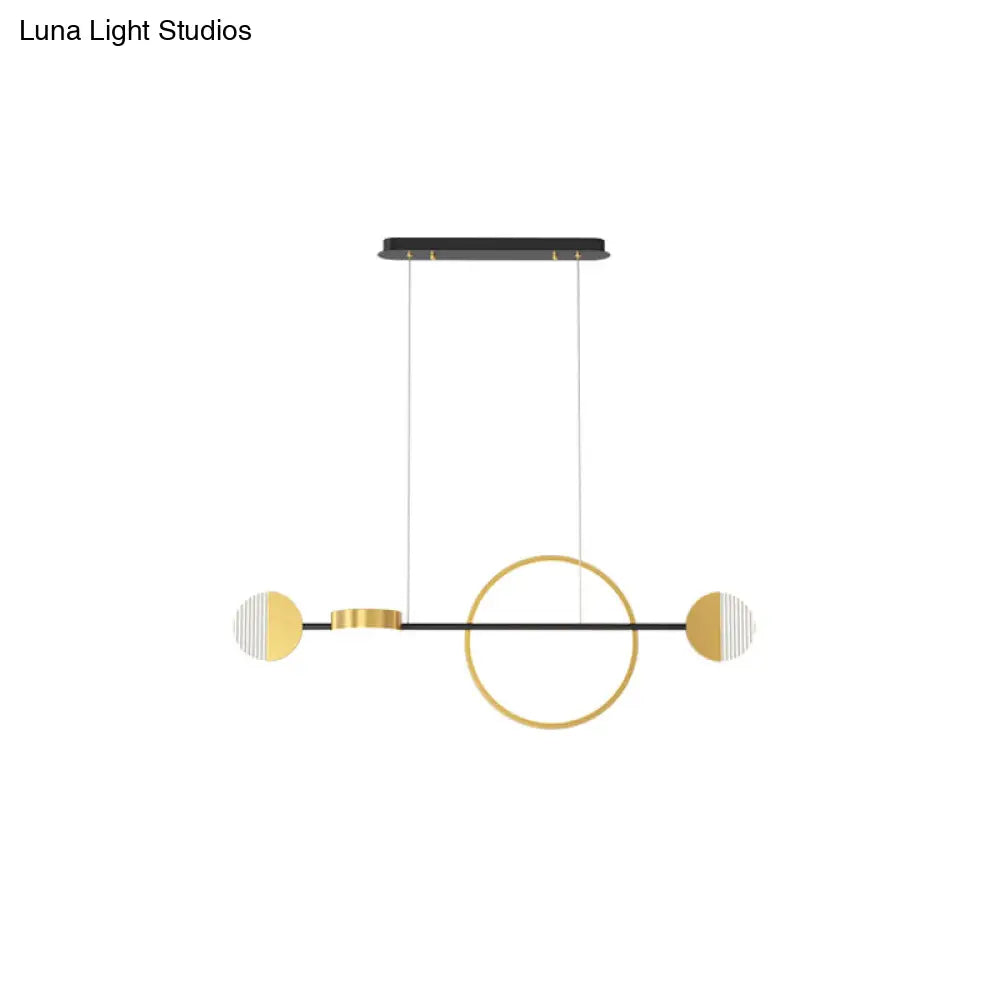 DecorBites™ Contemporary Gold LED Pendant Light for Dining Room - Circle Metal Island Ceiling Lighting