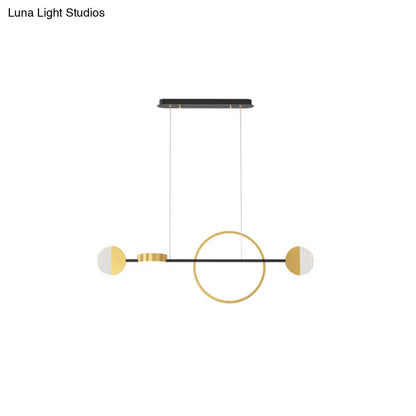DecorBites™ Contemporary Gold LED Pendant Light for Dining Room - Circle Metal Island Ceiling Lighting
