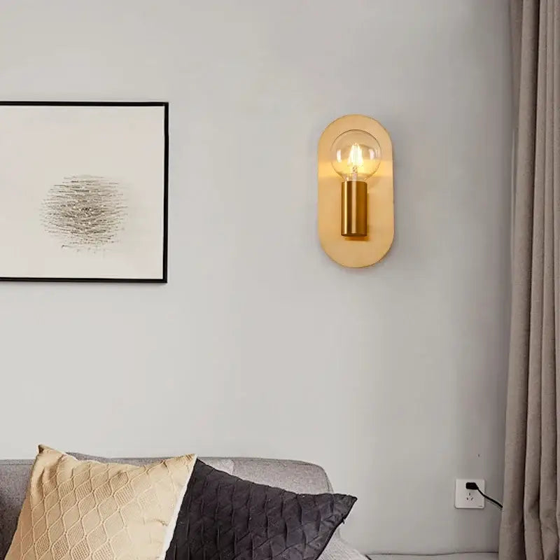 Contemporary gold led wall lamp for living room with filament bulb