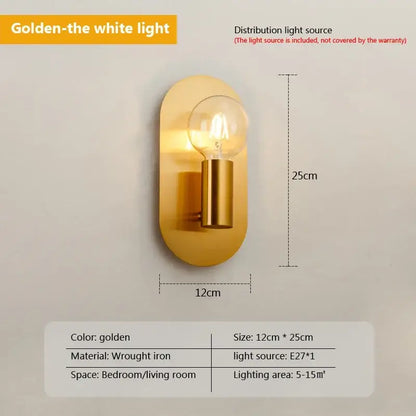 Contemporary gold led wall lamp for living room with filament bulb